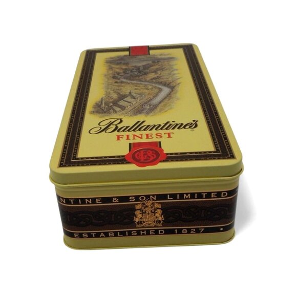 Ballantines Scotch Whisky Hinged Tin Box 750ml Storage Container Vintage - Picture 5 of 11